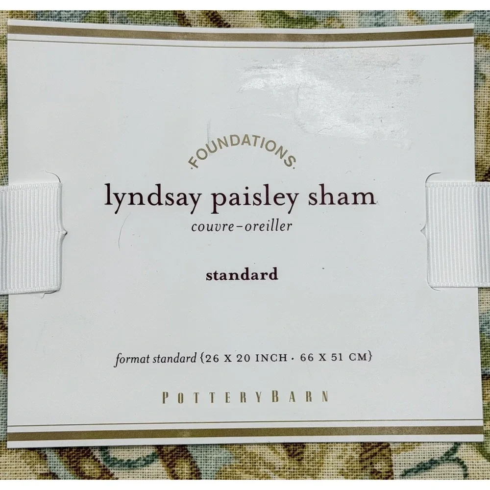 Pottery Barn Lyndsay Paisley Standard Pillow Sham Green‎ Floral Bird New